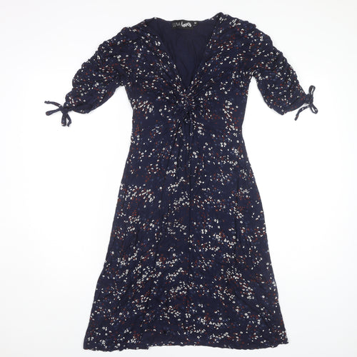 LUNA Loves Women's Blue Floral Midi Wrap Dress M