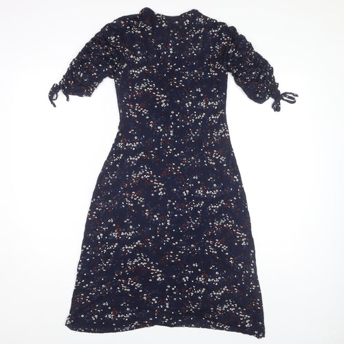 LUNA Loves Women's Blue Floral Midi Wrap Dress M
