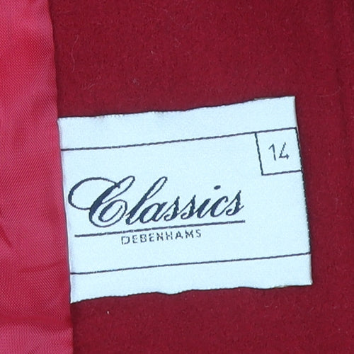 Debenhams Women's Red Wool Coat Size 14