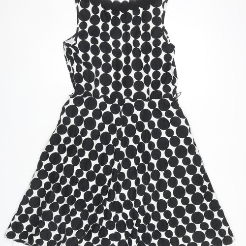 Marks and Spencer Women's Black Polka Dot Dress Size 14