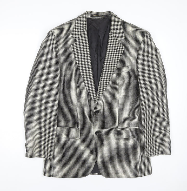 Marks and Spencer Men's Grey Check Blazer, Size 38R