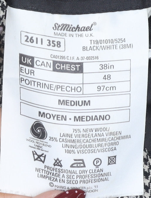 Marks and Spencer Men's Grey Check Blazer, Size 38R