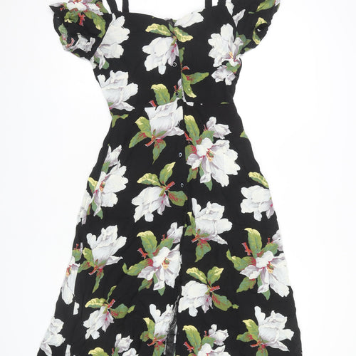 Warehouse Floral Dress, Women, Black, Size 10, Casual Spring