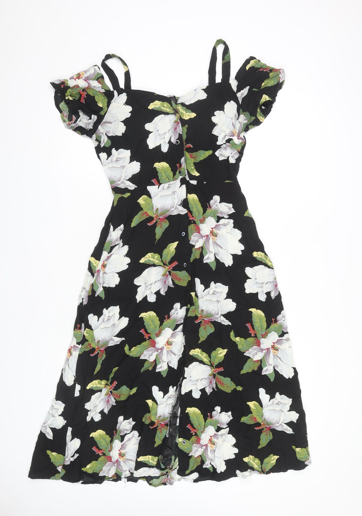 Warehouse Floral Dress, Women, Black, Size 10, Casual Spring