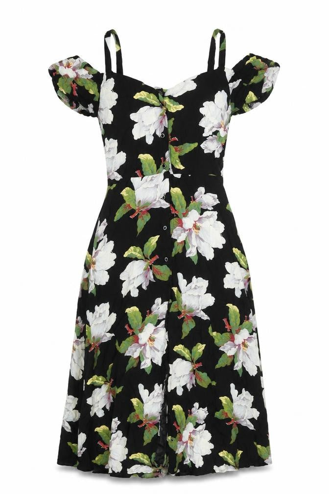 Warehouse Floral Dress, Women, Black, Size 10, Casual Spring
