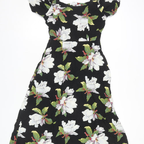 Warehouse Floral Dress, Women, Black, Size 10, Casual Spring