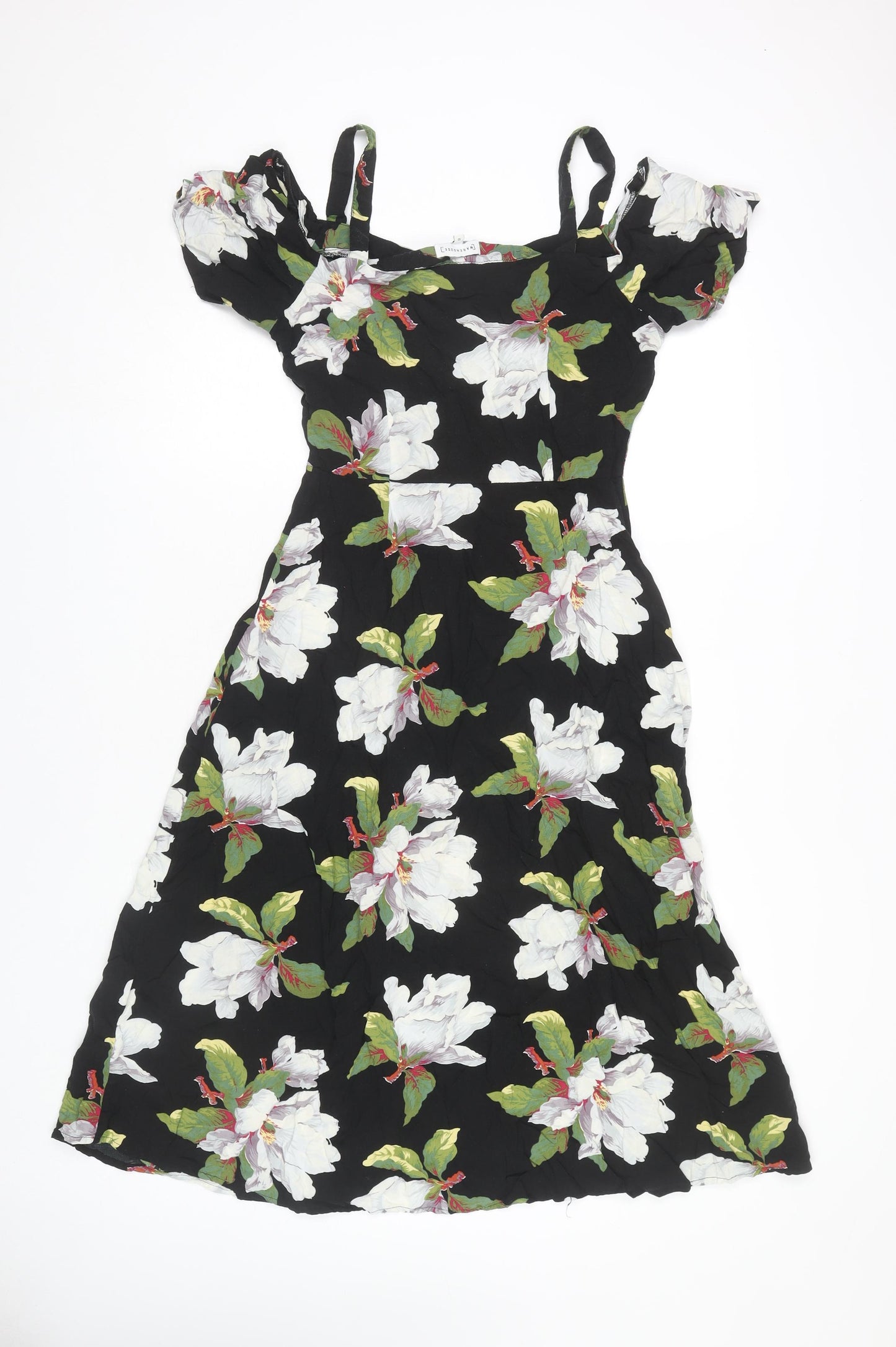 Warehouse Floral Dress, Women, Black, Size 10, Casual Spring