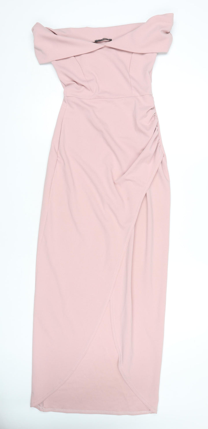 Quiz Women's Pink Off Shoulder Bodycon Midi Dress