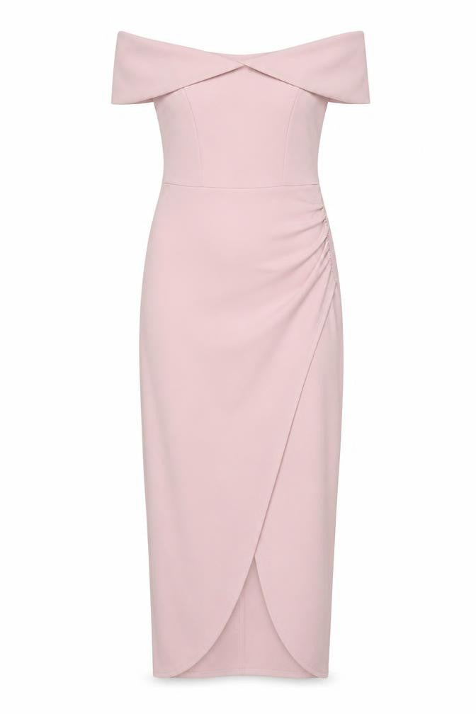 Quiz Women's Pink Off Shoulder Bodycon Midi Dress