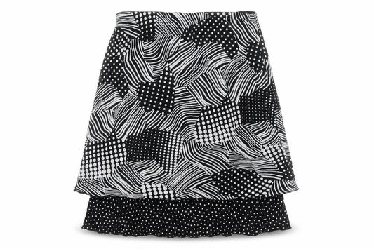 Front view of PequeSantino Women's Black Geometric Skirt, size 22