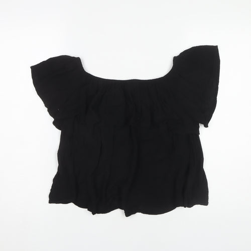 New Look Women's Black Off Shoulder Tunic Blouse Size 14