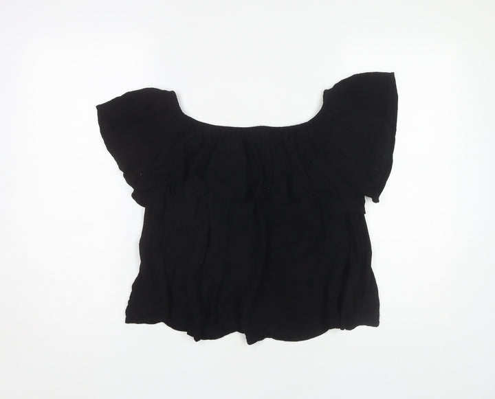 New Look Women's Black Off Shoulder Tunic Blouse Size 14