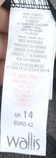 Wallis Women's Black Sheath Dress, Size 14, Geometric Pattern