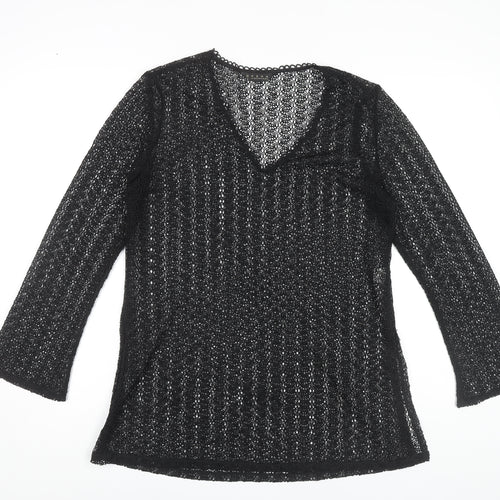 Richards Women’s Black Crochet V-Neck Top UK 12