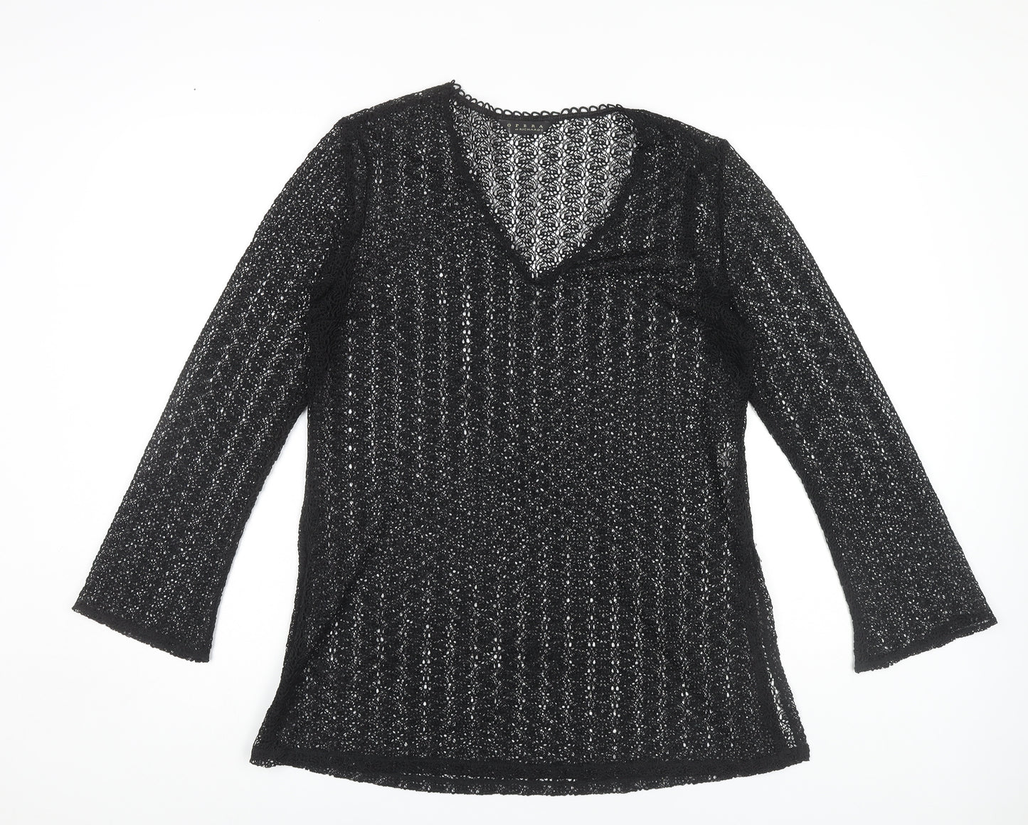 Richards Women’s Black Crochet V-Neck Top UK 12