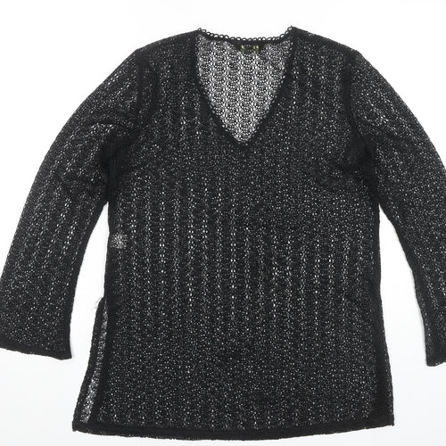 Richards Women’s Black Crochet V-Neck Top UK 12