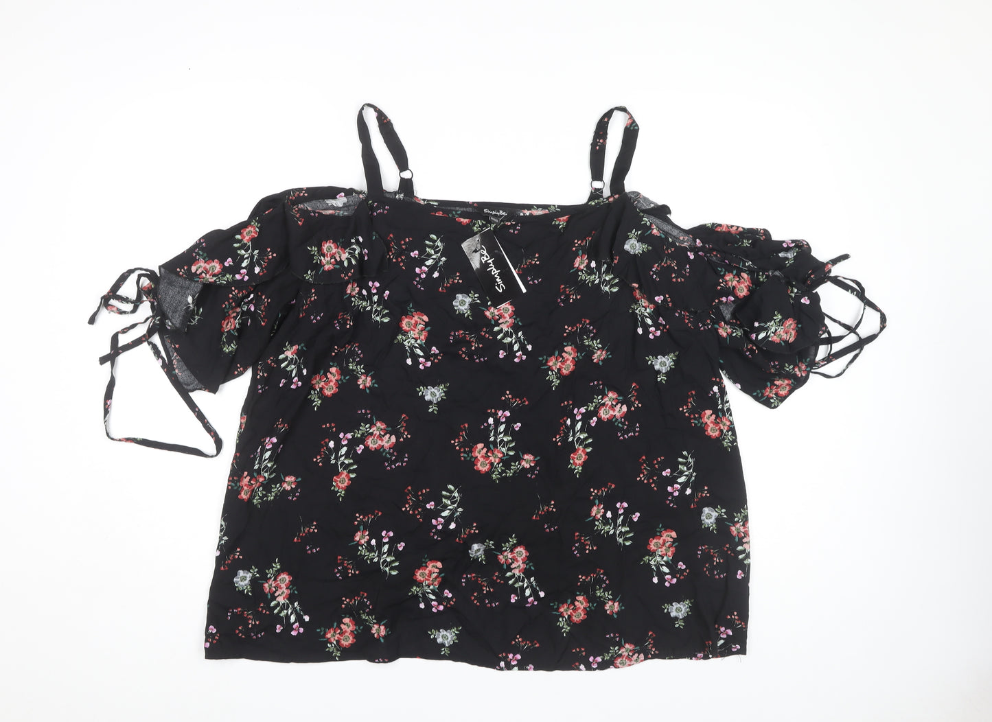 Simply Be Women's Black Floral Plus Blouse