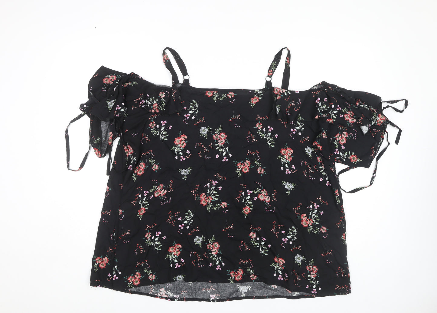 Simply Be Women's Black Floral Plus Blouse