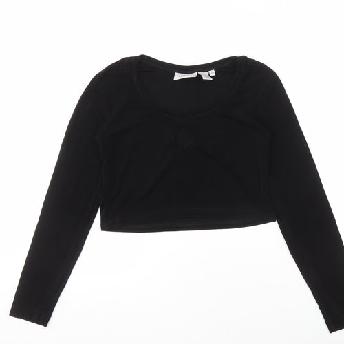 Chico's Travelers Women's Black Cropped Long Sleeve T-Shirt XS/S