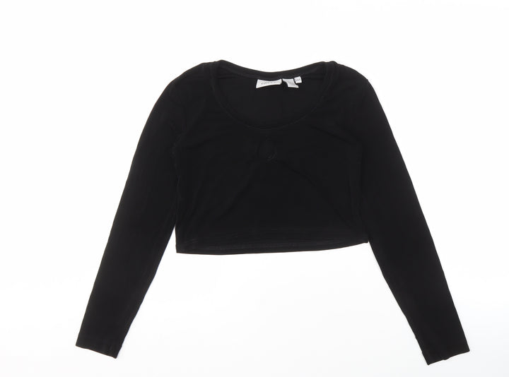 Chico's Travelers Women's Black Cropped Long Sleeve T-Shirt XS/S