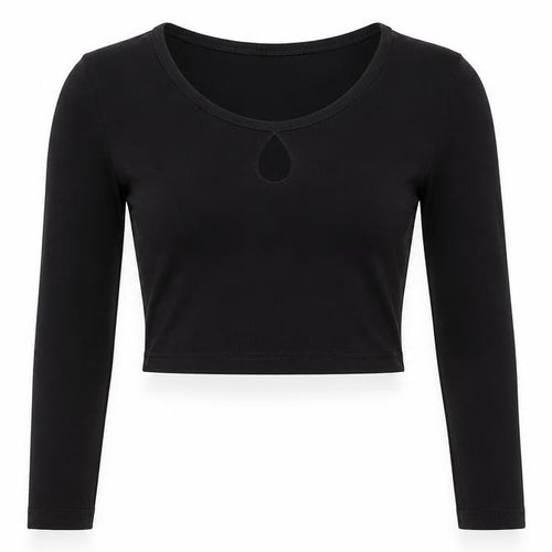 Chico's Travelers Women's Black Cropped Long Sleeve T-Shirt XS/S