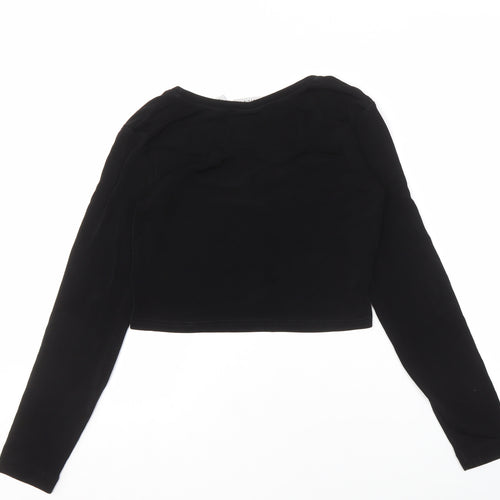 Chico's Travelers Women's Black Cropped Long Sleeve T-Shirt XS/S