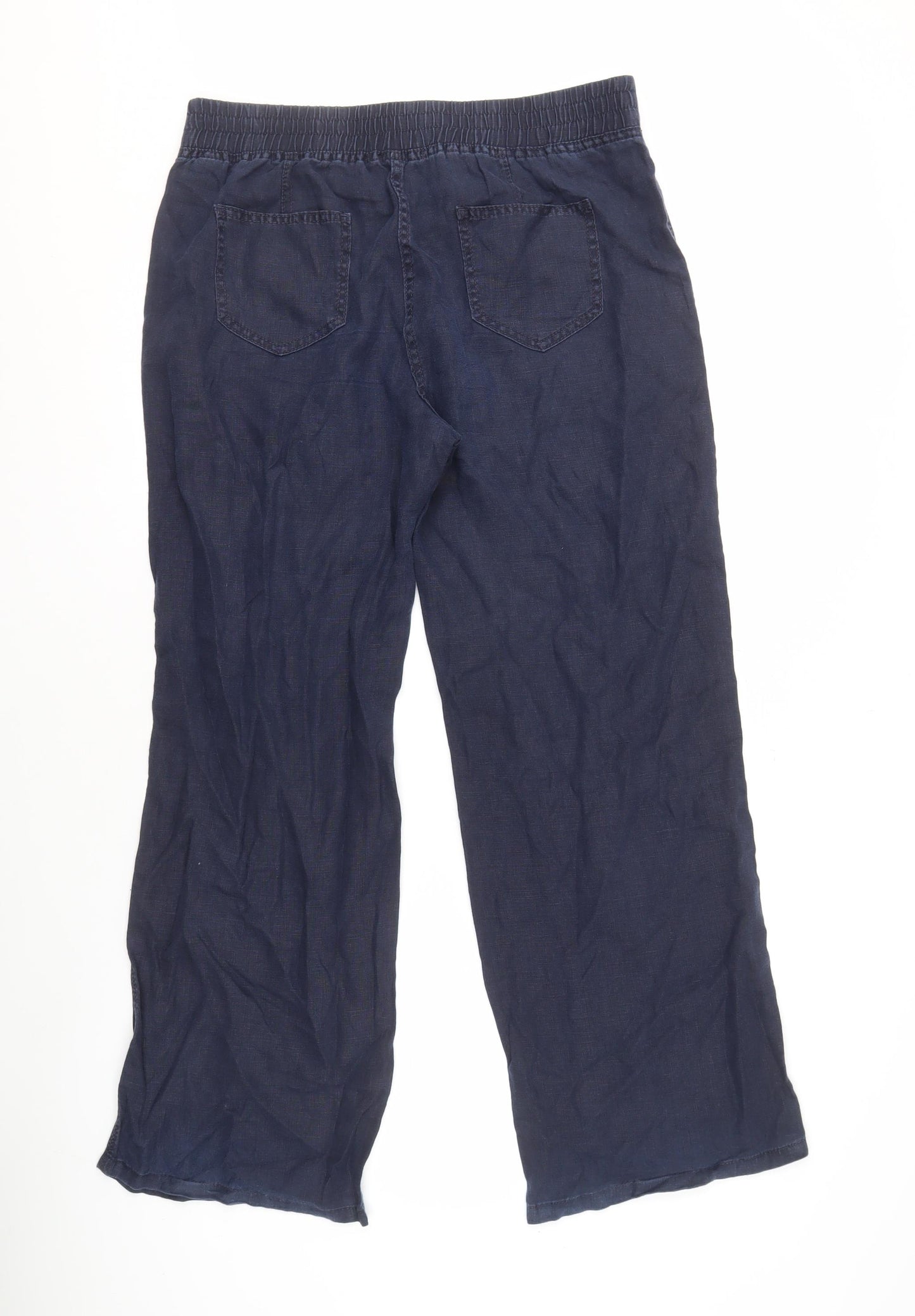 Marks and Spencer Women's Blue Linen Trousers, Size 14