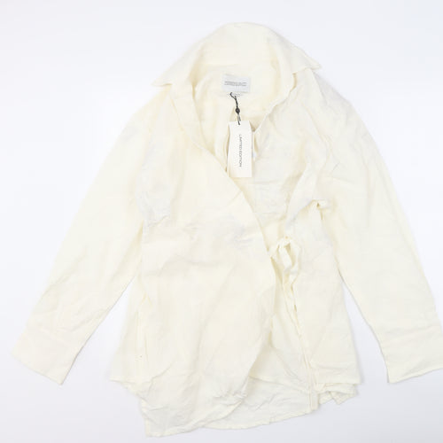 Massimo Dutti Women’s Ivory Wrap Blouse, Size 12