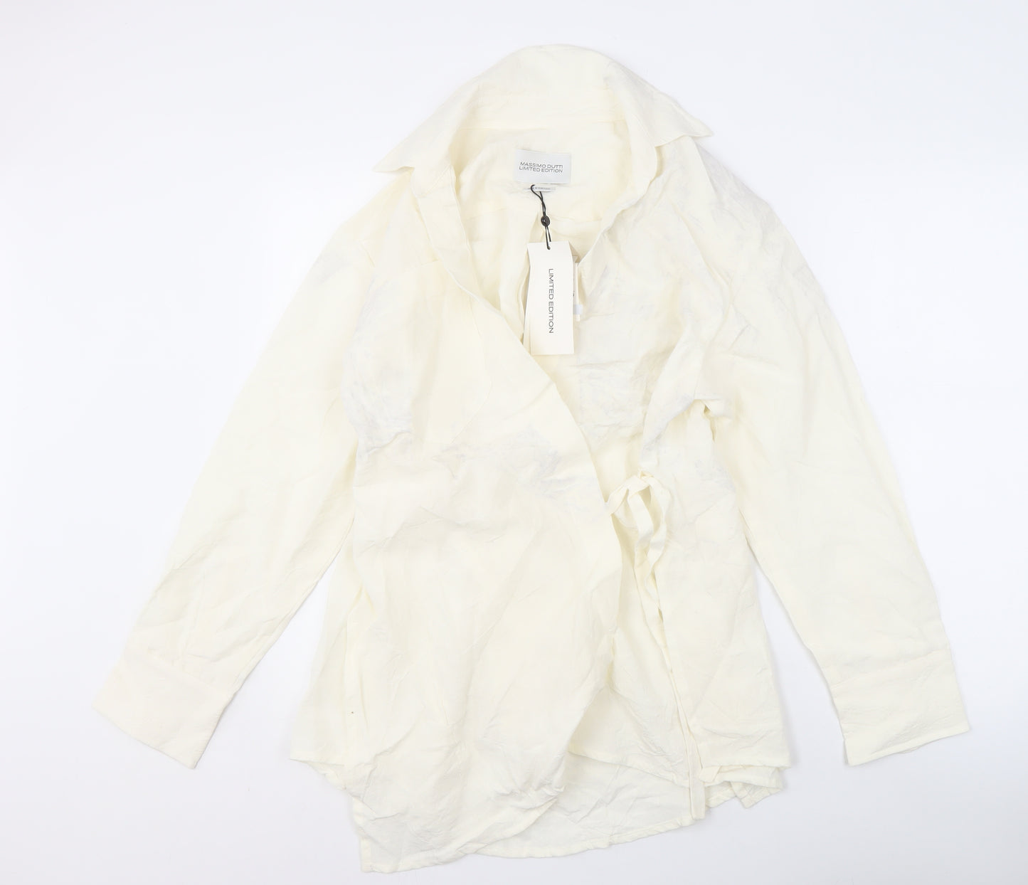 Massimo Dutti Women’s Ivory Wrap Blouse, Size 12