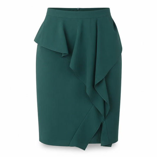 Front view of Elegant Green Wrap Skirt for Women