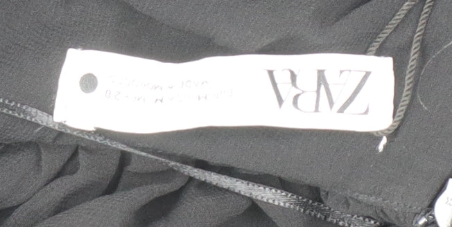 Zara Women's Black Chiffon Ruffle Slip Dress