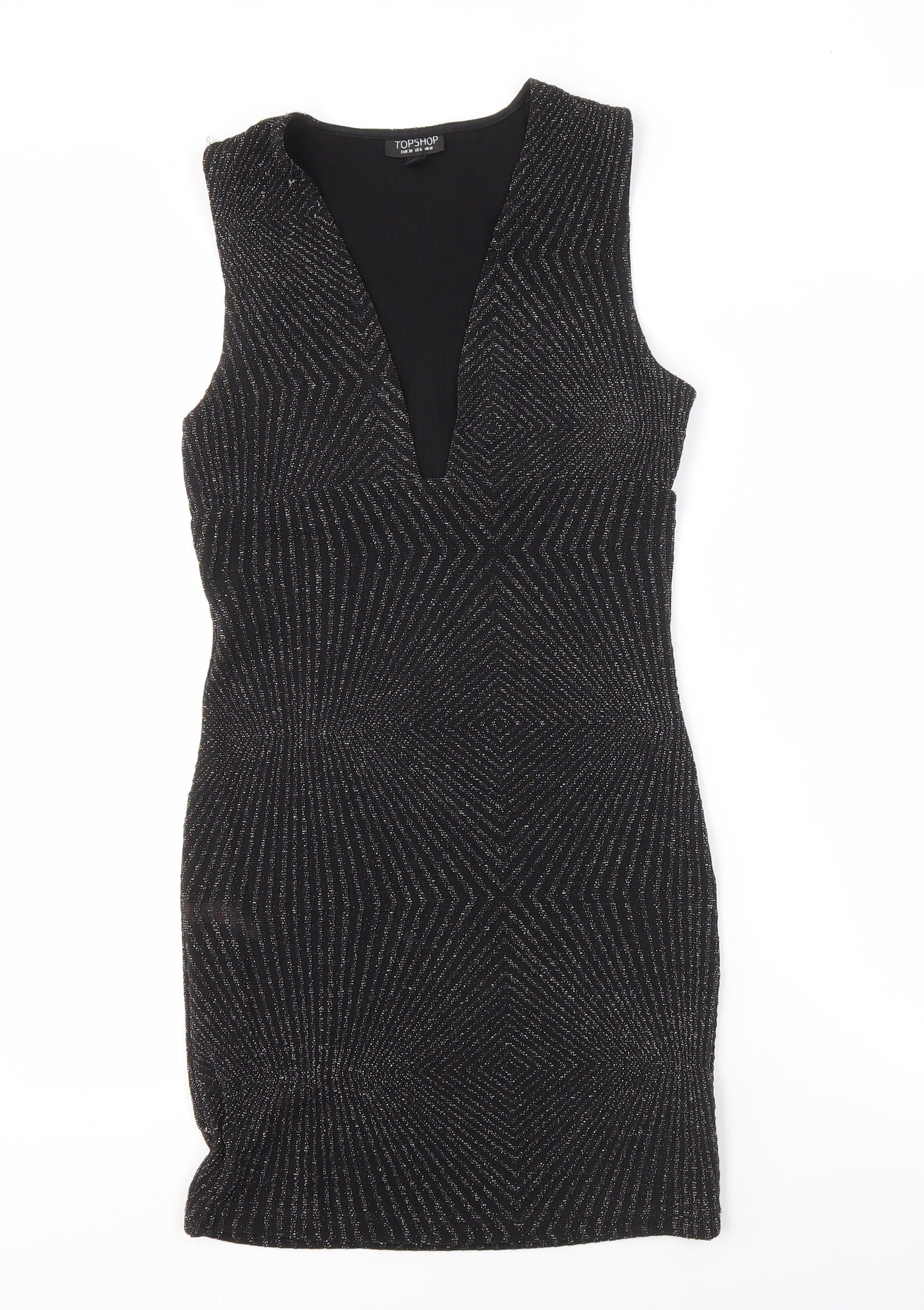 Topshop Women's Black Bodycon Dress Size 10