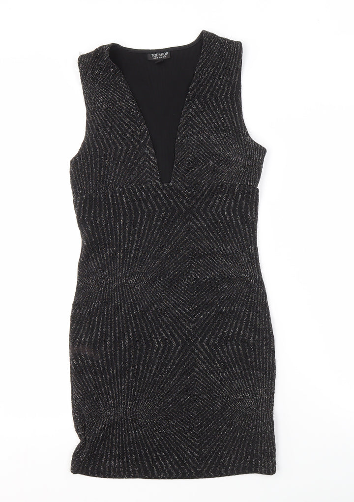 Topshop Women's Black Bodycon Dress Size 10