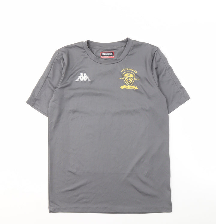Kappa Boys Grey Football T-Shirt 14 Years Leeds United Logo