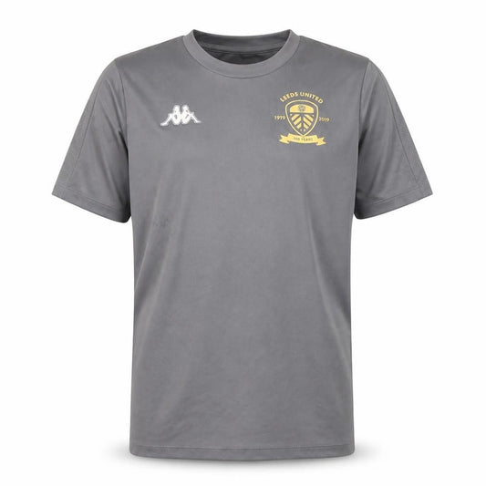 Front view of Kappa boys’ grey football t-shirt 14 years leeds united logo