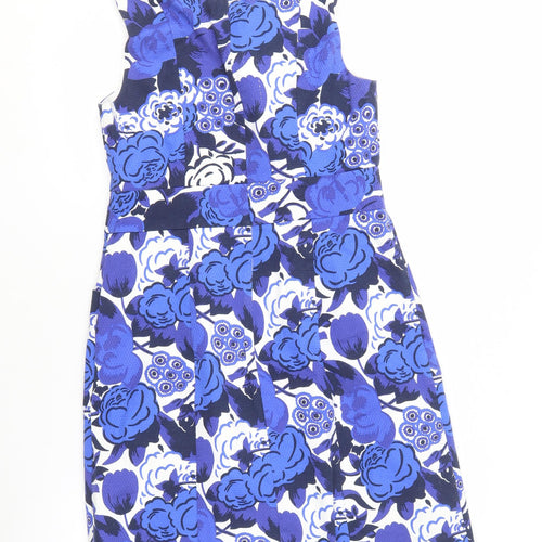 Boden Women's Blue Floral Sheath Dress, Size 12, Knee Length
