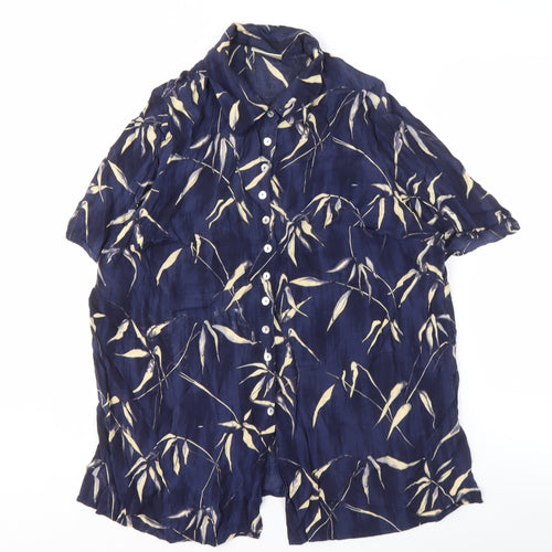 Essence Women's Blue Floral Button-Up Shirt, Size 16