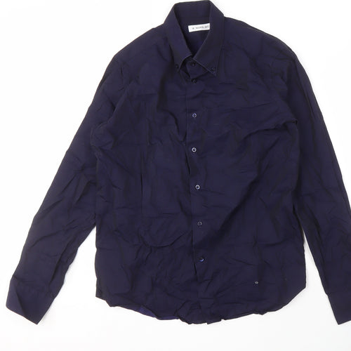 Manuel Ritz Men's Blue Button-Up Shirt Size M