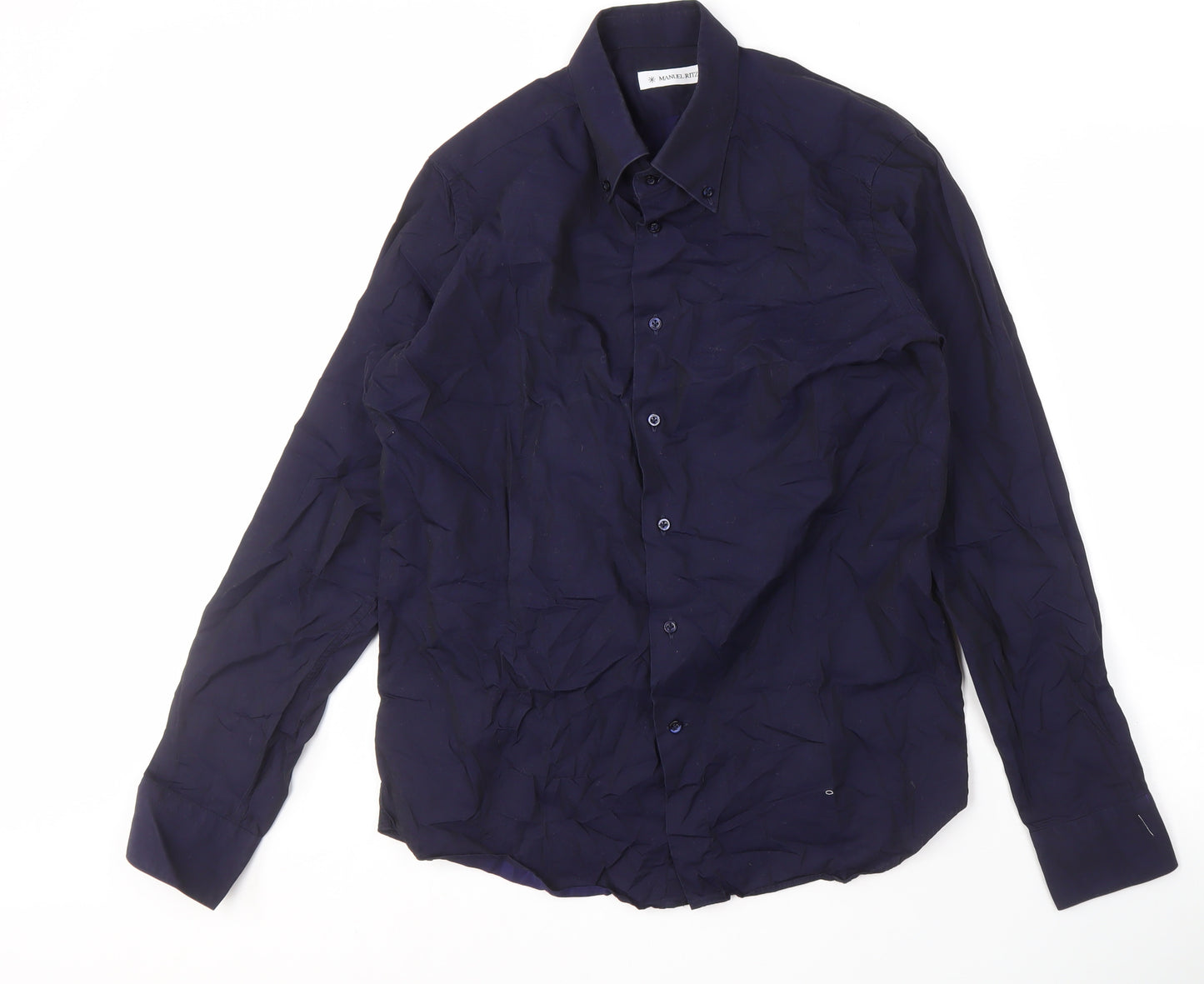Manuel Ritz Men's Blue Button-Up Shirt Size M