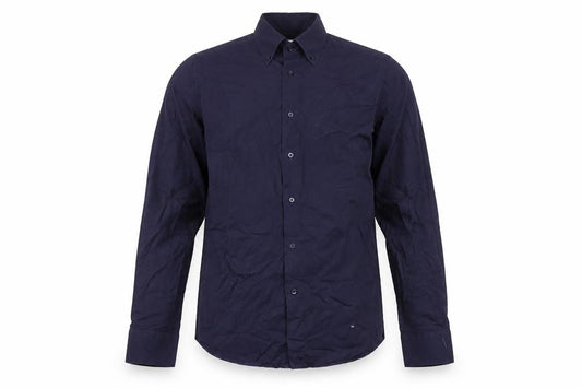 Front view of Manuel Ritz Men's Blue Button-Up Shirt, size M