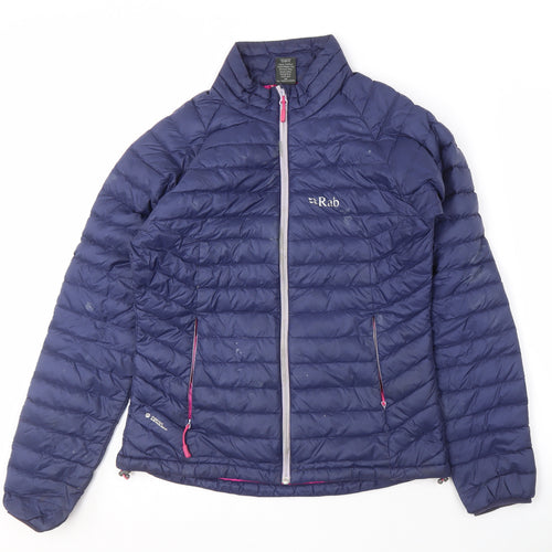 Rab Women's Blue Puffer Jacket with Zip, Size 10