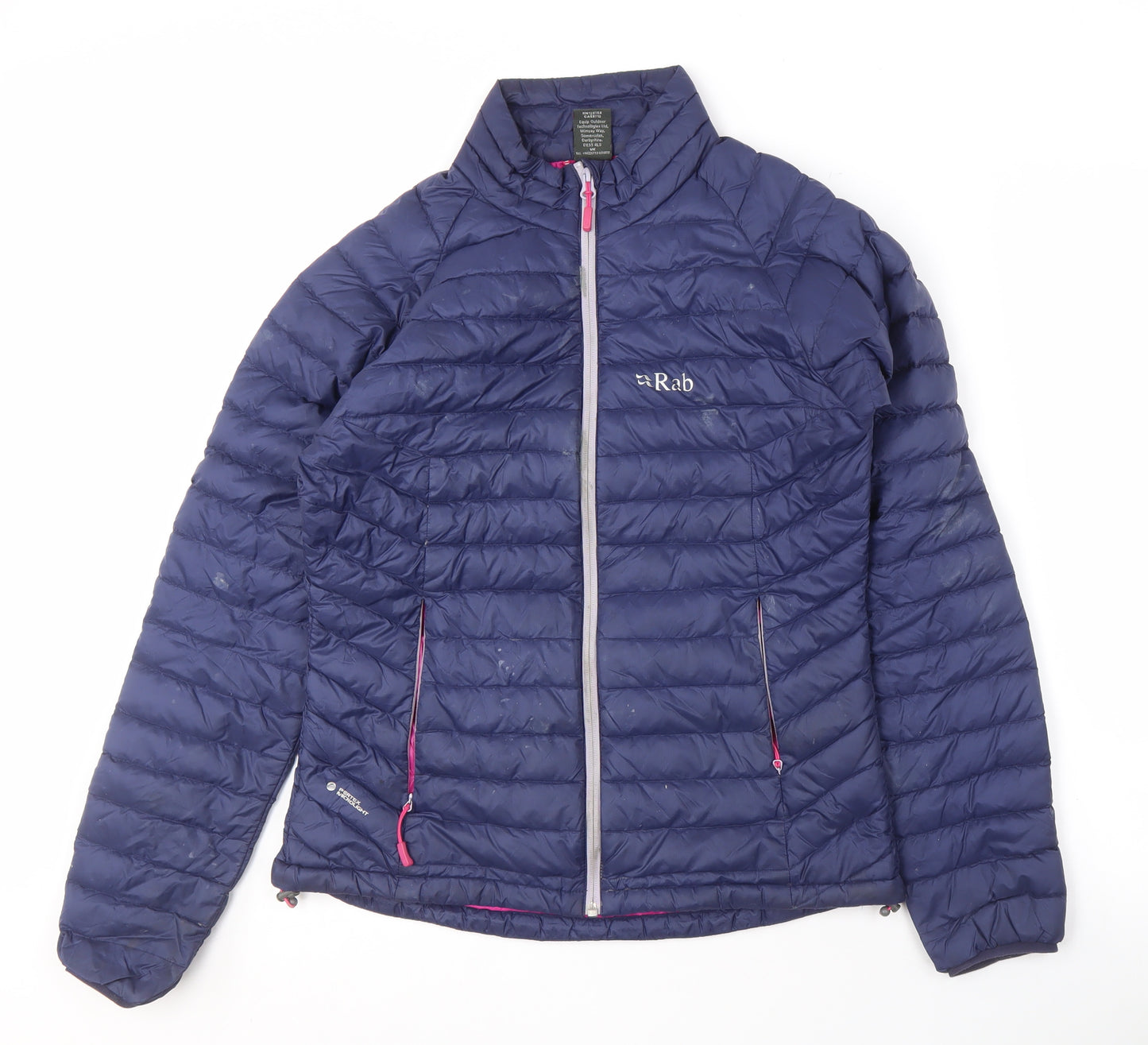 Rab Women's Blue Puffer Jacket with Zip, Size 10