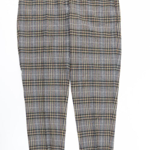 United Colors of Benetton Women's Beige Plaid Wool Blend Trousers Size 14