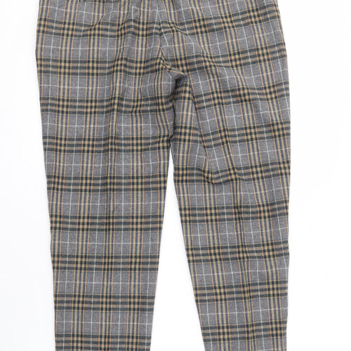 United Colors of Benetton Women's Beige Plaid Wool Blend Trousers Size 14