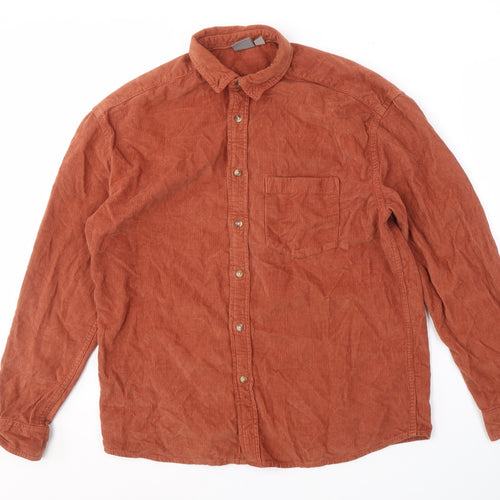 ASOS Men's Corduroy Shirt Brown 2XS Long Sleeve