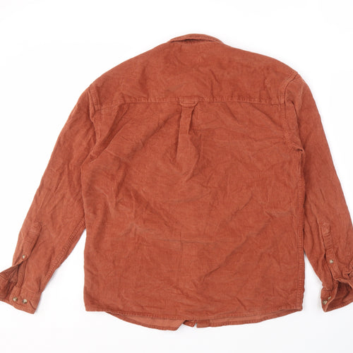 ASOS Men's Corduroy Shirt Brown 2XS Long Sleeve