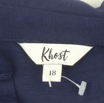 Khost Women's Blue Button-Up Shirt, Size 18