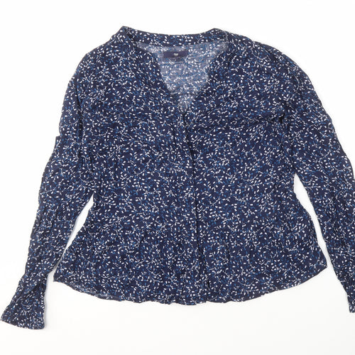 Gap Women's Blue Floral Blouse, M, Cotton, Long Sleeve
