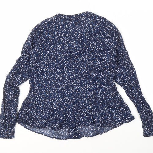 Gap Women's Blue Floral Blouse, M, Cotton, Long Sleeve