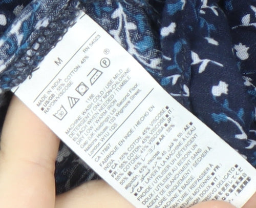 Gap Women's Blue Floral Blouse, M, Cotton, Long Sleeve